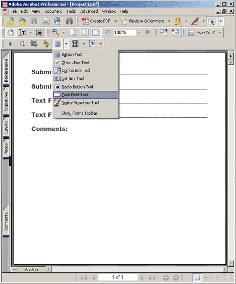 Text Field Tool Button Location in Acrobat