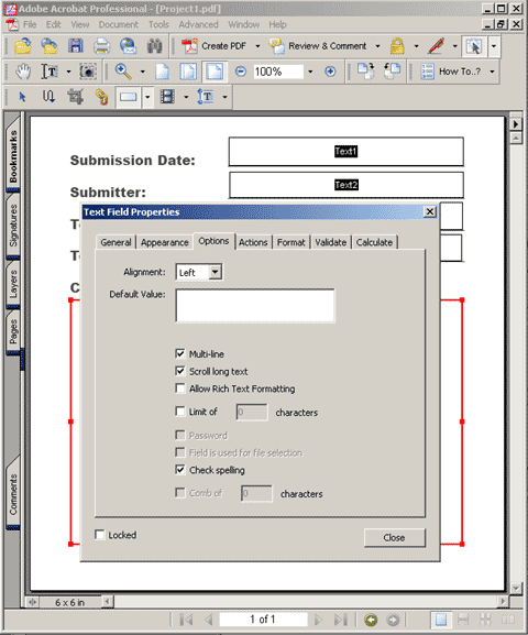 Multi-line text field option in Acrobat